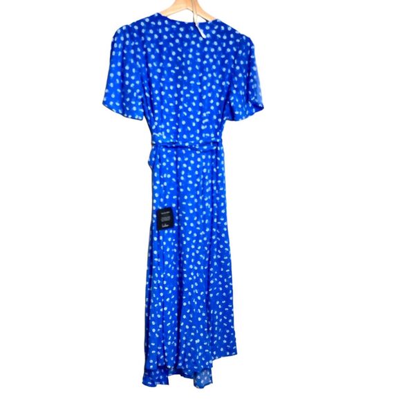 Lulus Maretta Blue and White Floral Print Wrap Midi Dress XS NWT Tie - Picture 5 of 13